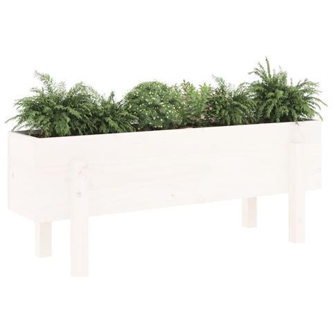 Fioriera Rialzata Da Giardino Bianca 101x30x38 Cm Massello Pino - Foto 3