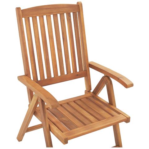 Set Di 6 Sedie Da Giardino In Legno Con Cuscini Blu Java - Foto 8