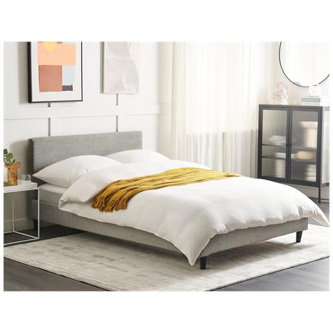 Letto Tessuto Fitou 140 X 200 Cm Grigio Chiaro - Foto 1