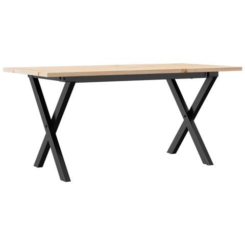 Tavolino Da Salotto Telaio A X 90x40x45cm Massello Pino E Ghisa - Foto 2