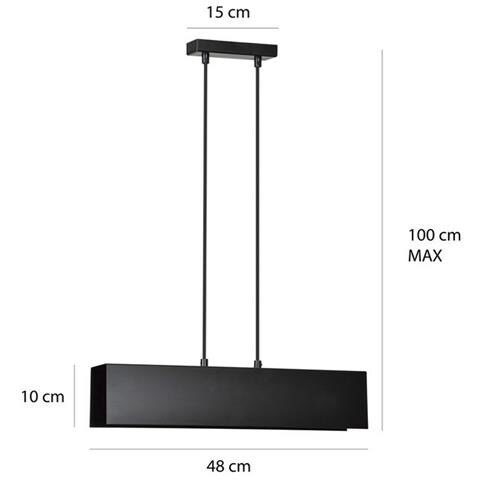 Lampada A Sospensione Gentor - Nero - Acciaio Verniciato A Polvere - 48x100x6 Cm - Foto 4
