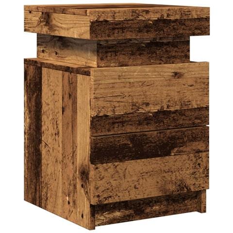 Comodino Con Led Legno Antico 35x39x55 Cm In Truciolato - Foto 3