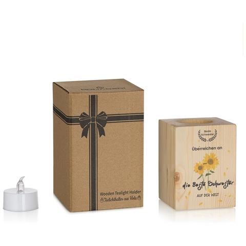 Candeliere In Legno Romadedi - Regalo Perfetto Per La Tua Migliore Sorella 7x7x9 Cm - Foto 2