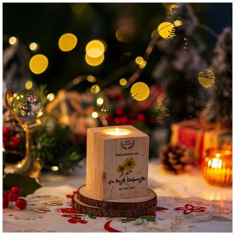 Candeliere In Legno Romadedi - Regalo Perfetto Per La Tua Migliore Sorella 7x7x9 Cm - Foto 6