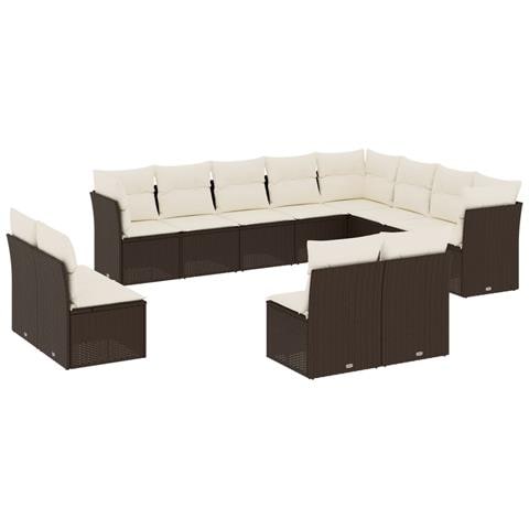 Set Divani Da Giardino 12 Pz Con Cuscini Marrone In Polyrattan - Foto 2