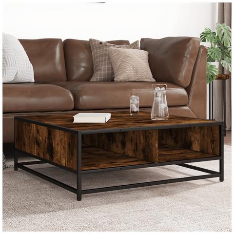 Tavolino Rovere Fumo 80x80x30 Cm In Truciolato E Metallo - Foto 1