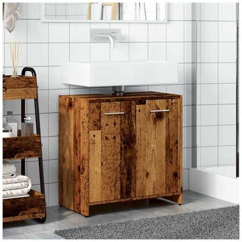 Mobile Lavabo Bagno Legno Antico 60x33x60 Cm Legno Multistrato - Foto 3