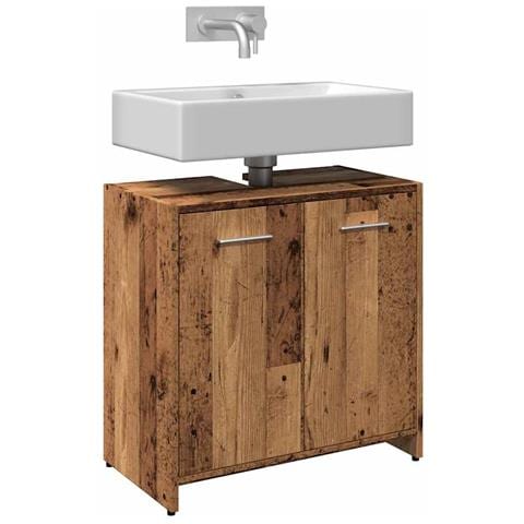 Mobile Lavabo Bagno Legno Antico 60x33x60 Cm Legno Multistrato - Foto 1