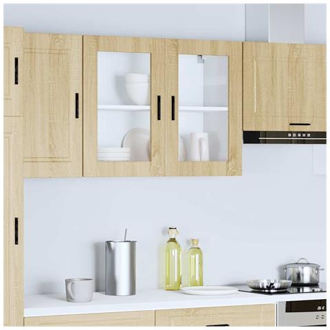 Pensile Da Cucina Con Porta In Vetro Porto Rovere Sonoma - Foto 3