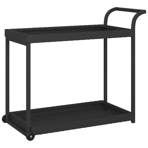 Carrello Da Bar Nero 100x45x83 Cm In Polyrattan - Foto 1