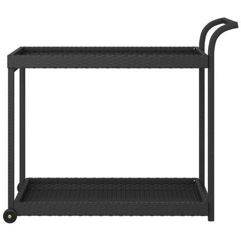 Carrello Da Bar Nero 100x45x83 Cm In Polyrattan - Foto 2