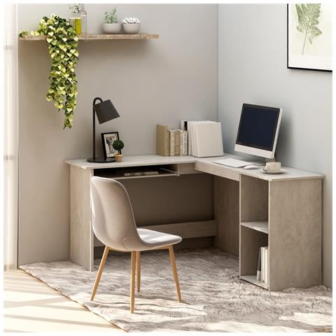 Lusso Casadino - Scrivania Angolare A L Grigio Cemento 120x140x75cm Multistrato - Foto 6
