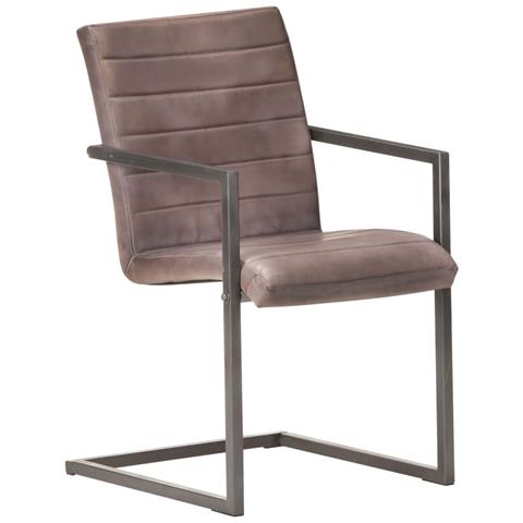 Lusso Casadino - Sedie Da Pranzo A Sbalzo 2 Pz Marroni In Vera Pelle - Foto 1