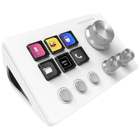Marsgaming Msd-two, Control Deck Compatto, 6 Tasti Lcd Personalizzabili + 3 Pulsanti, 3 Manopole Multifunzionali, Control Deck Slim Ergonomico, Software Di Controllo E Plug-in, Windows E Macos, White - Foto 1