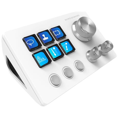 Marsgaming Msd-two, Control Deck Compatto, 6 Tasti Lcd Personalizzabili + 3 Pulsanti, 3 Manopole Multifunzionali, Control Deck Slim Ergonomico, Software Di Controllo E Plug-in, Windows E Macos, White - Foto 2