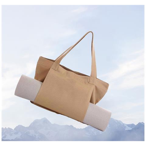 Borsa Da Yoga In Tela Per Donna, Borsa Da Trasporto Per Tappetino Da Yoga Da Esterno Beige - Foto 5
