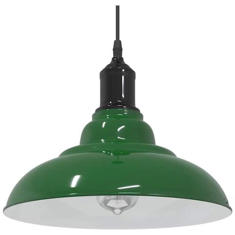 Lampada a Sospensione Regolabile E27 Verde Lucido Ø31cm Metallo - Foto 2