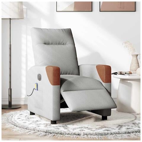 Poltrona Reclinabile Massaggio Elettrica Grigio Nuvola Tessuto - Foto 2