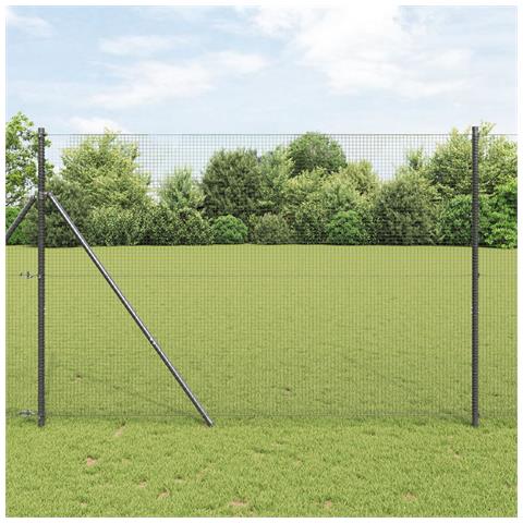 Set di Posti per Recinzione Set di 2 Grigio Metallo 25 x 1,5 m - Foto 2