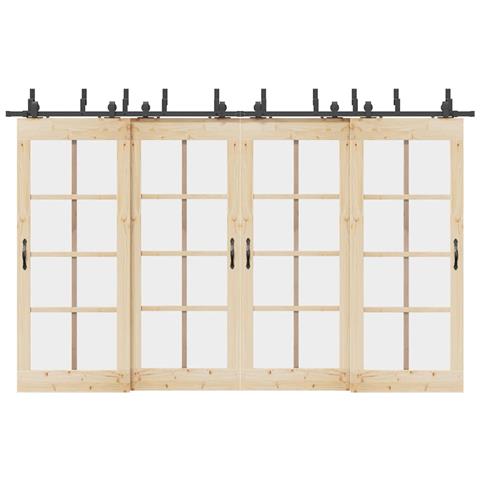 Kit di Binari per Porte Scorrevoli 366 cm Acciaio Nero - Foto 2