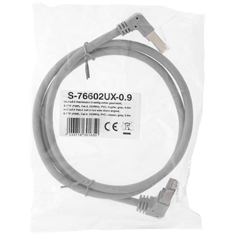 Cavo patch 2 lati ang. verso il basso, S /FTP (PiMf), Cat. 6, grigio, 1,1m - Foto 2