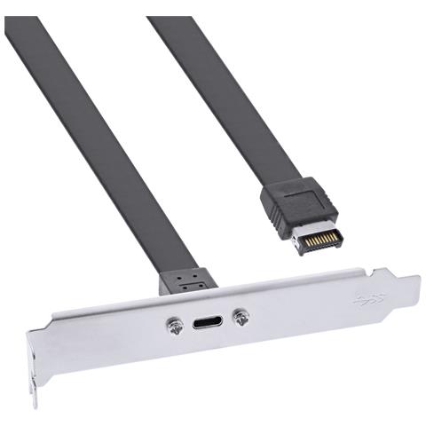 Staffa per slot PCI, USB-C a USB 3.2 pannello frontale Key-A, 0,5m - Foto 1