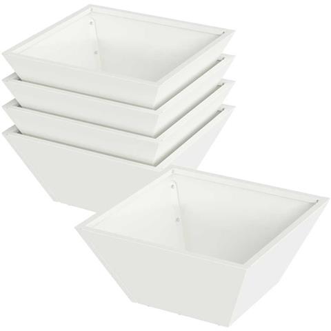 Vaso a Ciotola da Giardino 5 pcs Bianco 35 x 35 x 15 cm Acciaio - Foto 1