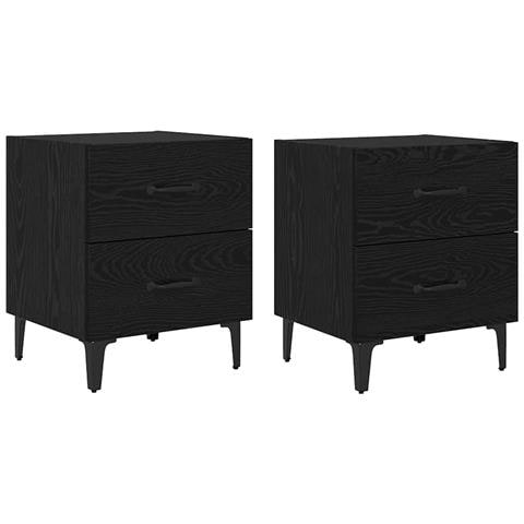 Armadietto per letto 2 pcs Rovere nero 40 x 35 x 47,5 cm - Foto 1