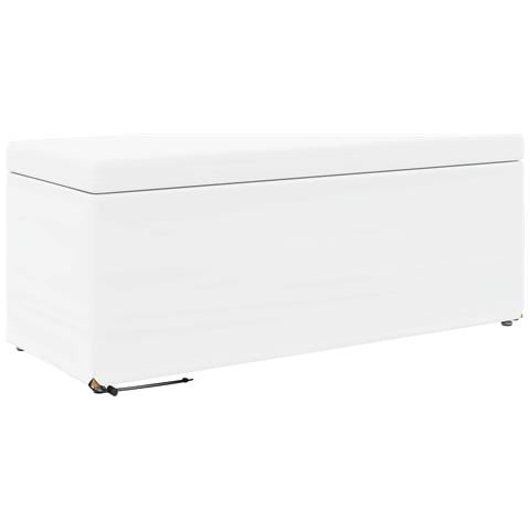 Pouf Bianco Pelle Sintetica e Legno Ingegnerizzato - Foto 1