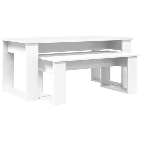 Set di Tavolini da Caffè 2 pcs Bianco Legno multistrato - Foto 1