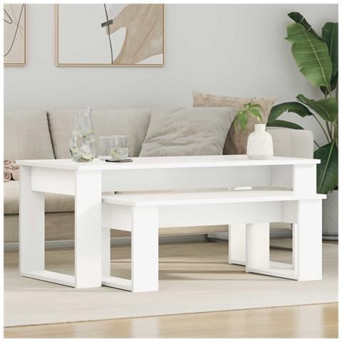 Set di Tavolini da Caffè 2 pcs Bianco Legno multistrato - Foto 2