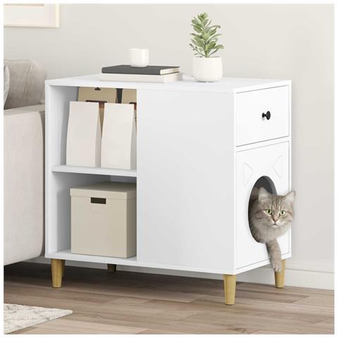 Casa per Gatti Bianco 72 x 42.5 x 70 cm Legno multistrato - Foto 2