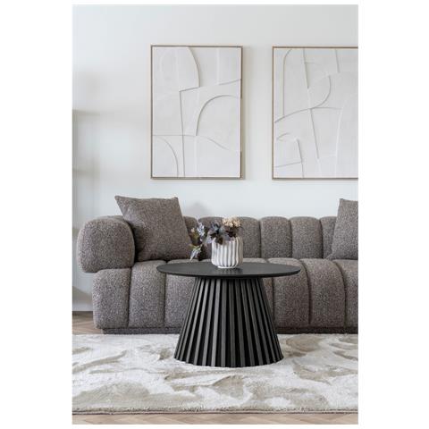 Osaka - Tavolino Da Salotto In Impiallacciatura Di Rovere E Mdf Nero Ø70x45 Cm - Foto 5