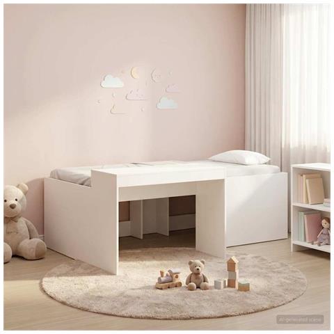 Letto alto per bambini con scrivania Bianco 98.5 x 200 cm - Foto 2