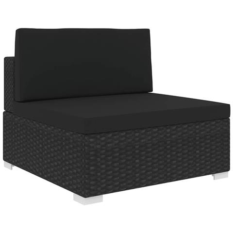 Seduta Centrale Modulare con Cuscini in Polyrattan Nero - Foto 1