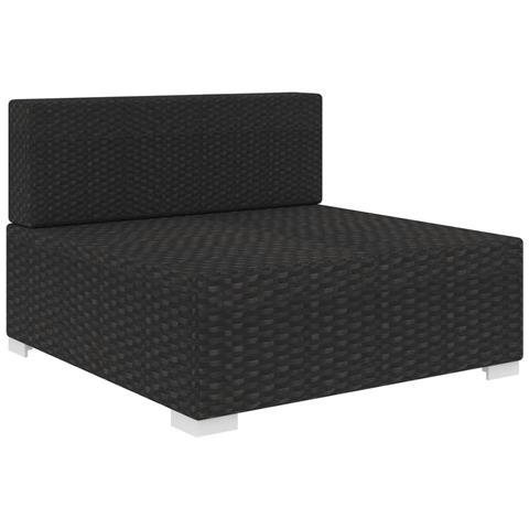 Seduta Centrale Modulare con Cuscini in Polyrattan Nero - Foto 2