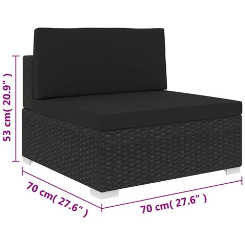 Seduta Centrale Modulare con Cuscini in Polyrattan Nero - Foto 5