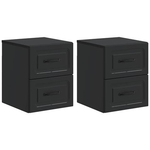 Mobiletto da notte a muro 2 pcs Nero 34,5 x 33 x 40 cm - Foto 1