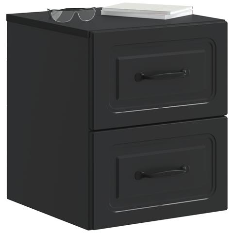 Mobiletto da notte a muro 2 pcs Nero 34,5 x 33 x 40 cm - Foto 2