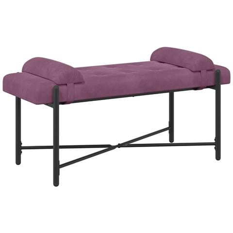 Panchina con bottoni e cuscini Viola 110 x 40 x 46 cm Velluto - Foto 1