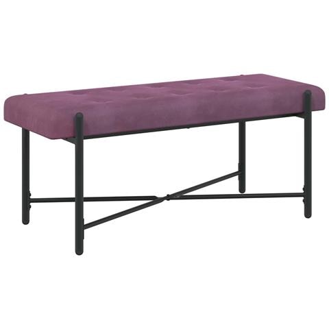 Panchina con bottoni e cuscini Viola 110 x 40 x 46 cm Velluto - Foto 2