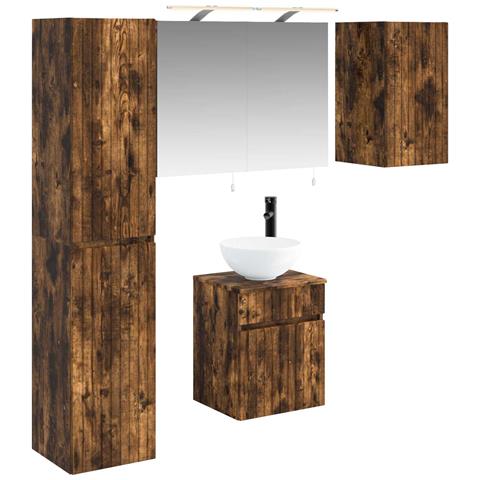 Set di Armadi da Bagno 5 pcs Rovere Fumo 40 x 10,5 x 60,5 cm - Foto 1