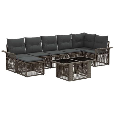 Set Divano da Giardino 8 pz Grigio e Grigio Scuro polyrattan - Foto 1