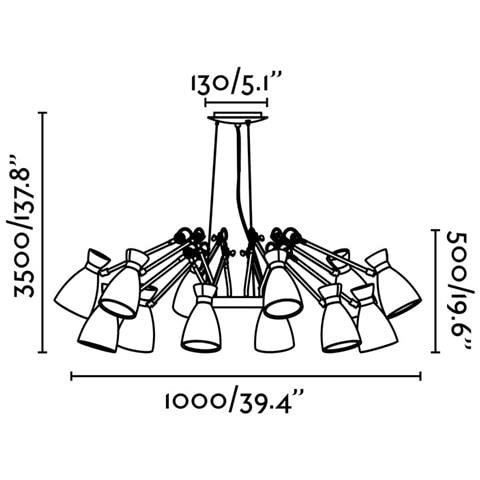 Sospensione Retro 12 Luci 20048 Nero E Oro - Foto 2
