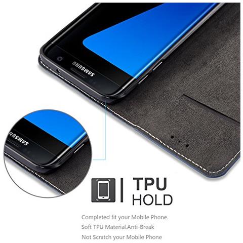 Custodia Compatibile Con Samsung Galaxy S7 Edge In Nero Marrone - Coperchio Protettiva Con Chiusura Magnetica, Funzione Stand E Tasca Per Le Carte - Foto 2