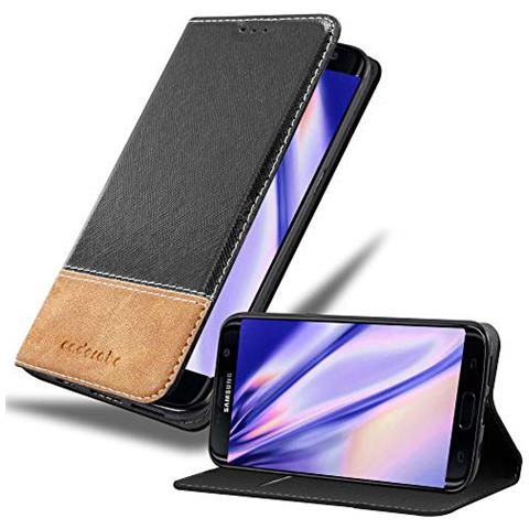 Custodia Compatibile Con Samsung Galaxy S7 Edge In Nero Marrone - Coperchio Protettiva Con Chiusura Magnetica, Funzione Stand E Tasca Per Le Carte - Foto 1