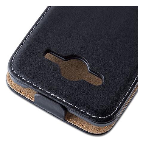 Custodia Compatibile Con Samsung Galaxy Core 2 In Nero Carbone - Coperchio Protettivo In Design Flip Realizzato In Finta Pelle Liscia - Foto 2