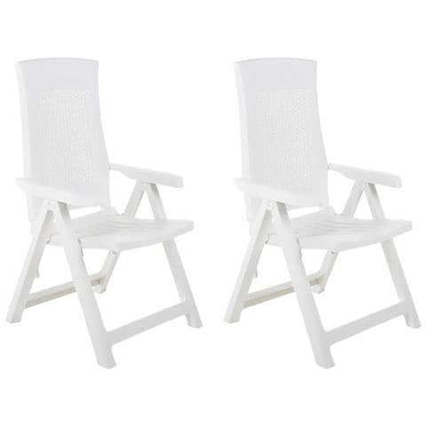 Sedie Reclinabili Da Giardino 2 Pz In Plastica Bianca - Foto 1