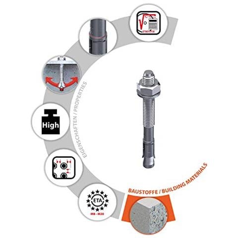 Bullone Ancoraggio S-fix Inoltre M12x110x18 + 33 Mm, 25 Pz, 04.210.131, Zincato, M 12x110x18 + 33 Mm, Set Di 25 Pezzi - Foto 2