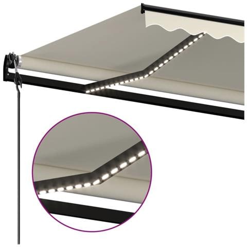Tenda Automatica con Sensore Vento e LED 600x350 cm Crema - Foto 9